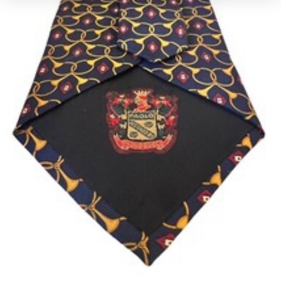 Paulo Gucci Stylish Gold Tie featuring horse stirrups and horns. - Picture 5 of 6